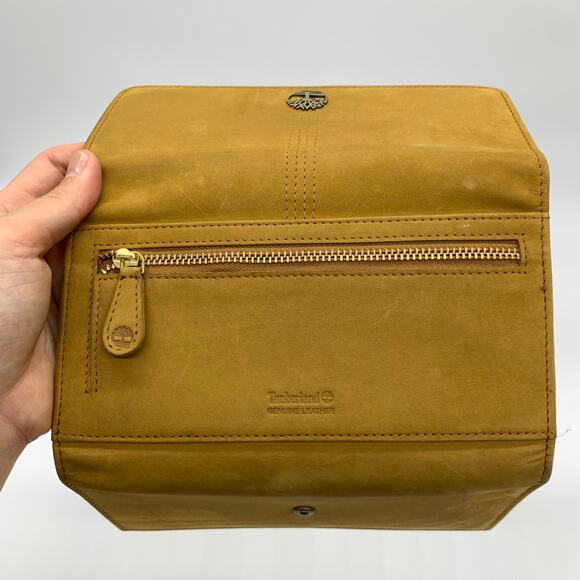 Timberland Leather Long Wallet Women Yellow Snap Enclosure - Picture 11 of 15